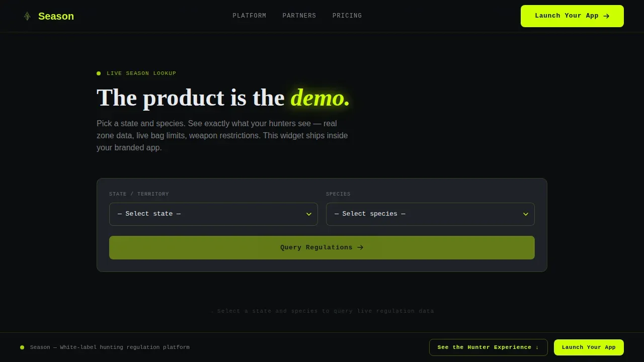 Current Hunting App Landing Page Template