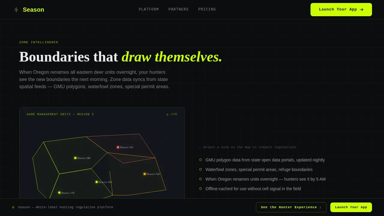Current Hunting App Landing Page Template
