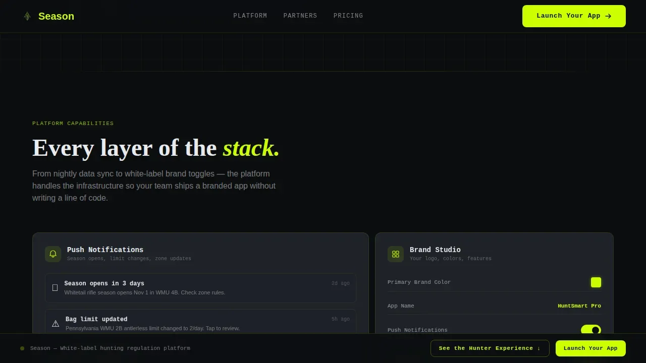 Current Hunting App Landing Page Template