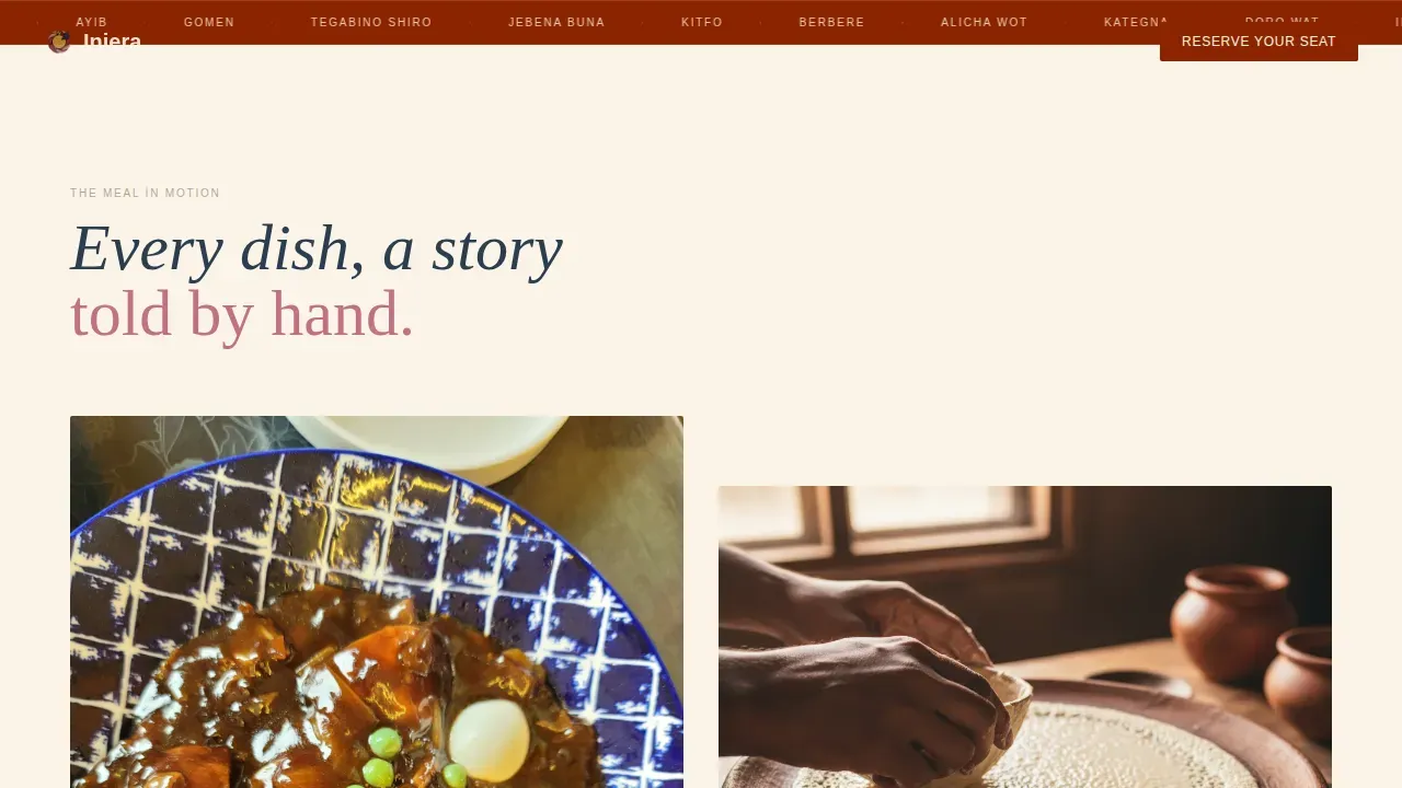 Ethiopian Restaurant Landing Page Template