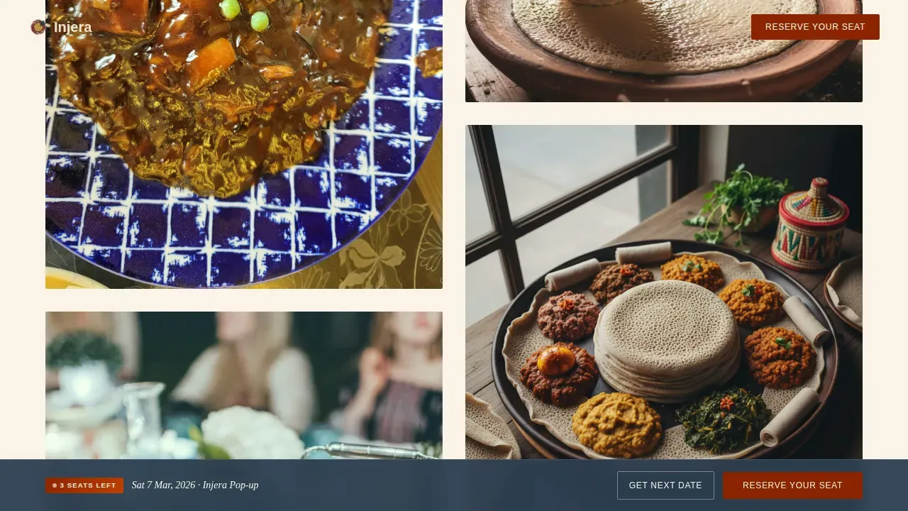 Ethiopian Restaurant Landing Page Template