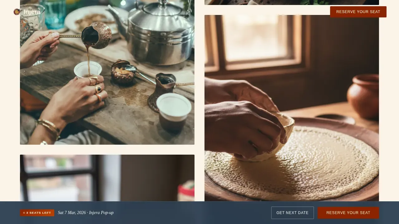 Ethiopian Restaurant Landing Page Template