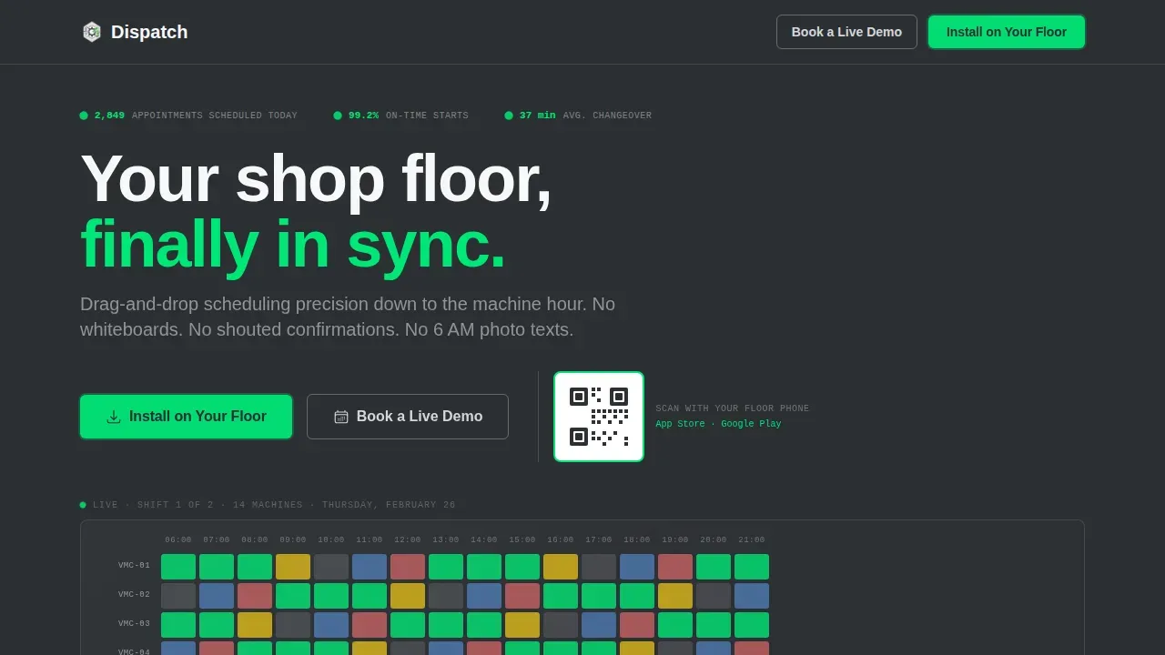 Precision Floor Scheduling Landing Page Template