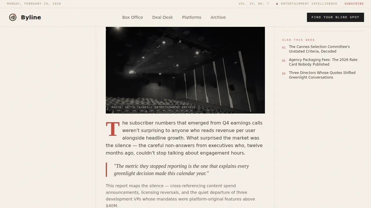 Authoritative Entertainment Report Landing Page Template