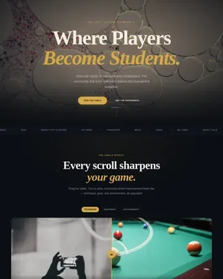 Competition Edge Billiards Fan Community Landing Page Template