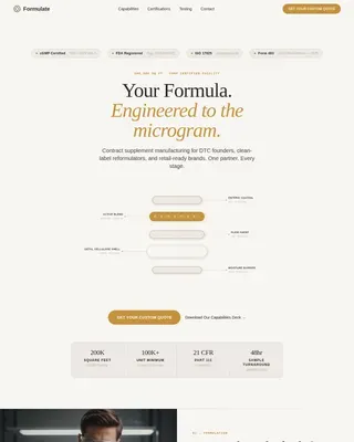 Precision Supplement Manufacturing Landing Page Template