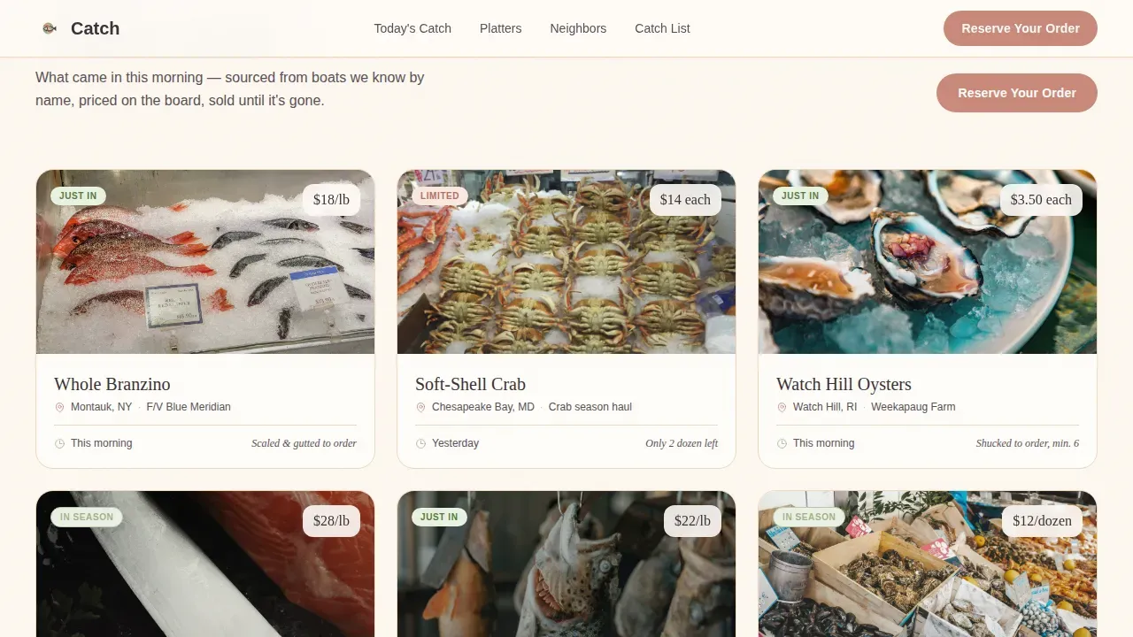 Meat & Seafood Appointment Booking Website Template