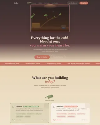 Reptile Supply Landing Page Template | Warm Community Design