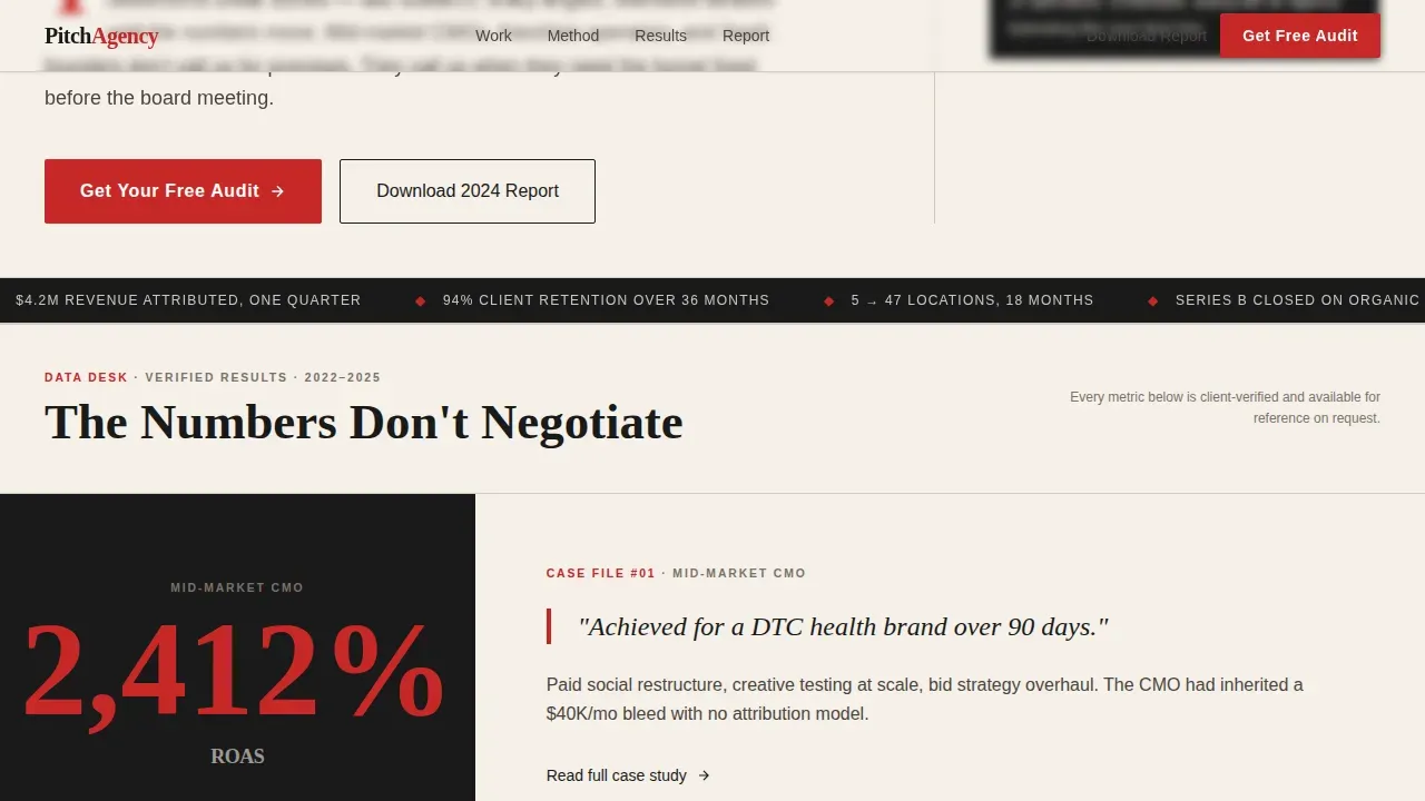 Full-Service Marketing Agency Editorial Landing Page Template