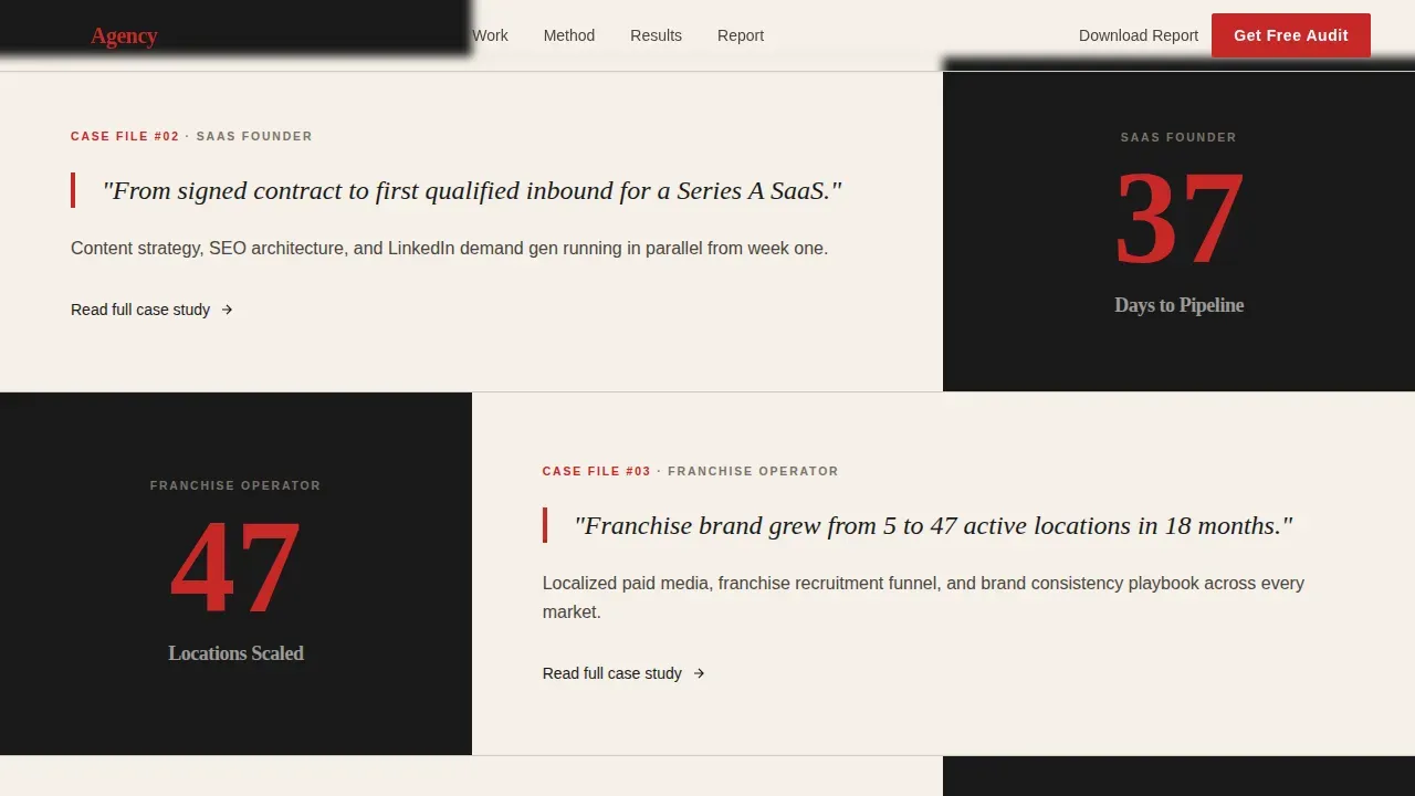 Full-Service Marketing Agency Editorial Landing Page Template
