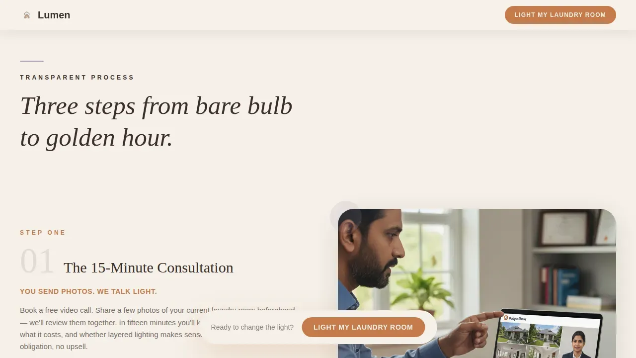 Radiant Laundry Lighting Landing Page Template