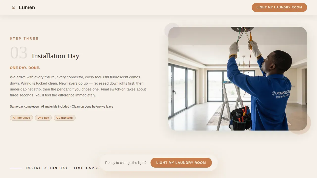 Radiant Laundry Lighting Landing Page Template