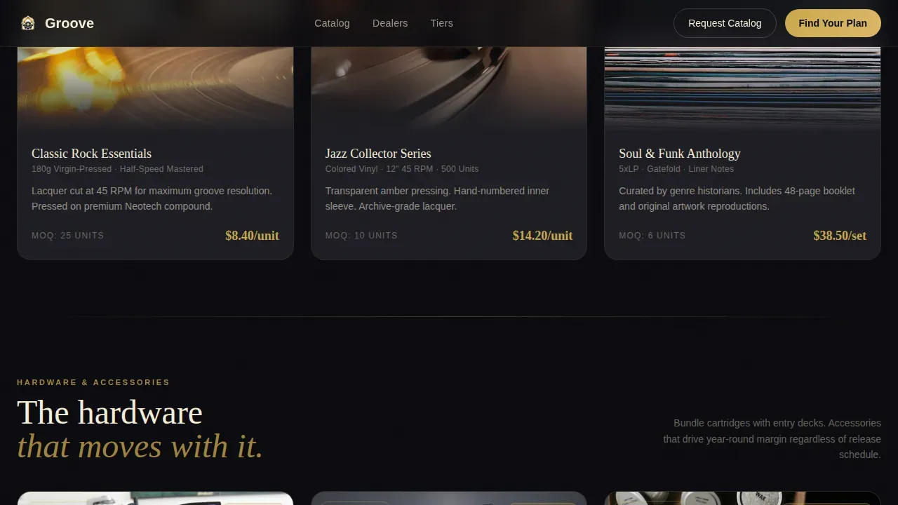 Neo-Retro Vinyl Wholesale Landing Page Template