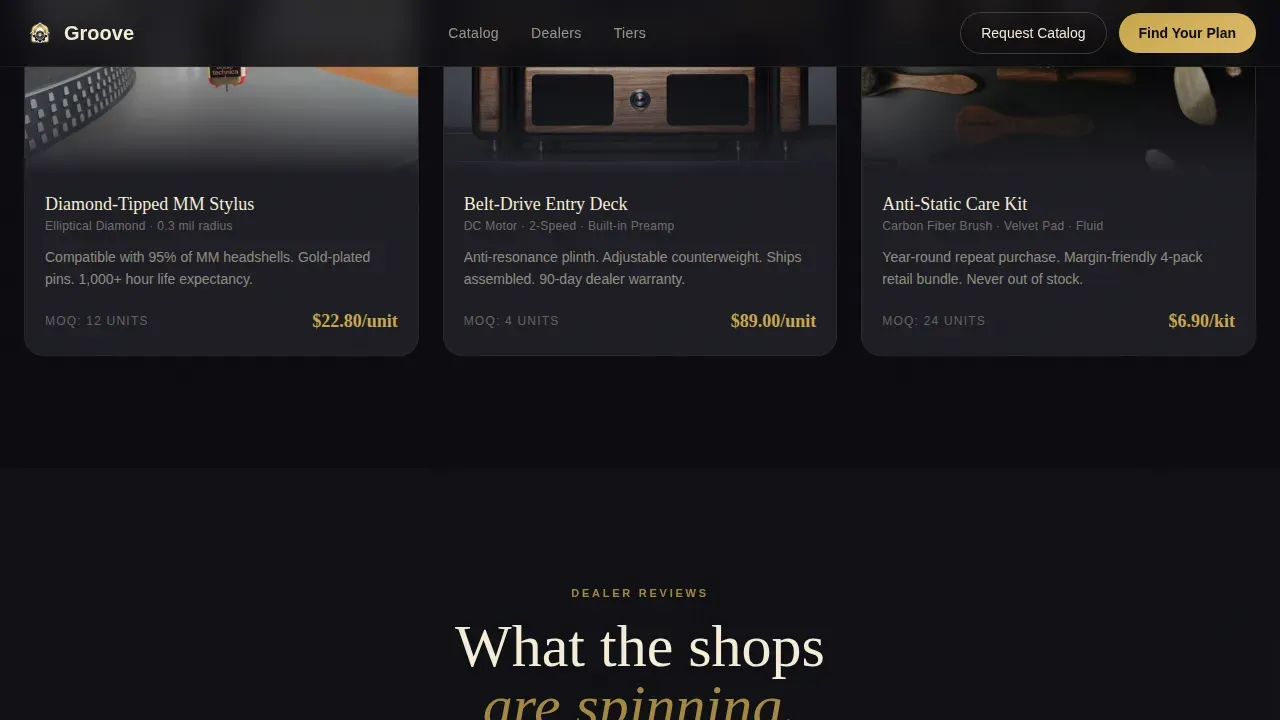 Neo-Retro Vinyl Wholesale Landing Page Template