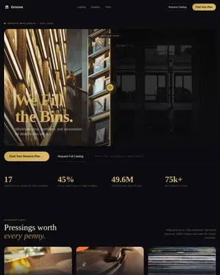 Neo-Retro Vinyl Wholesale Landing Page Template
