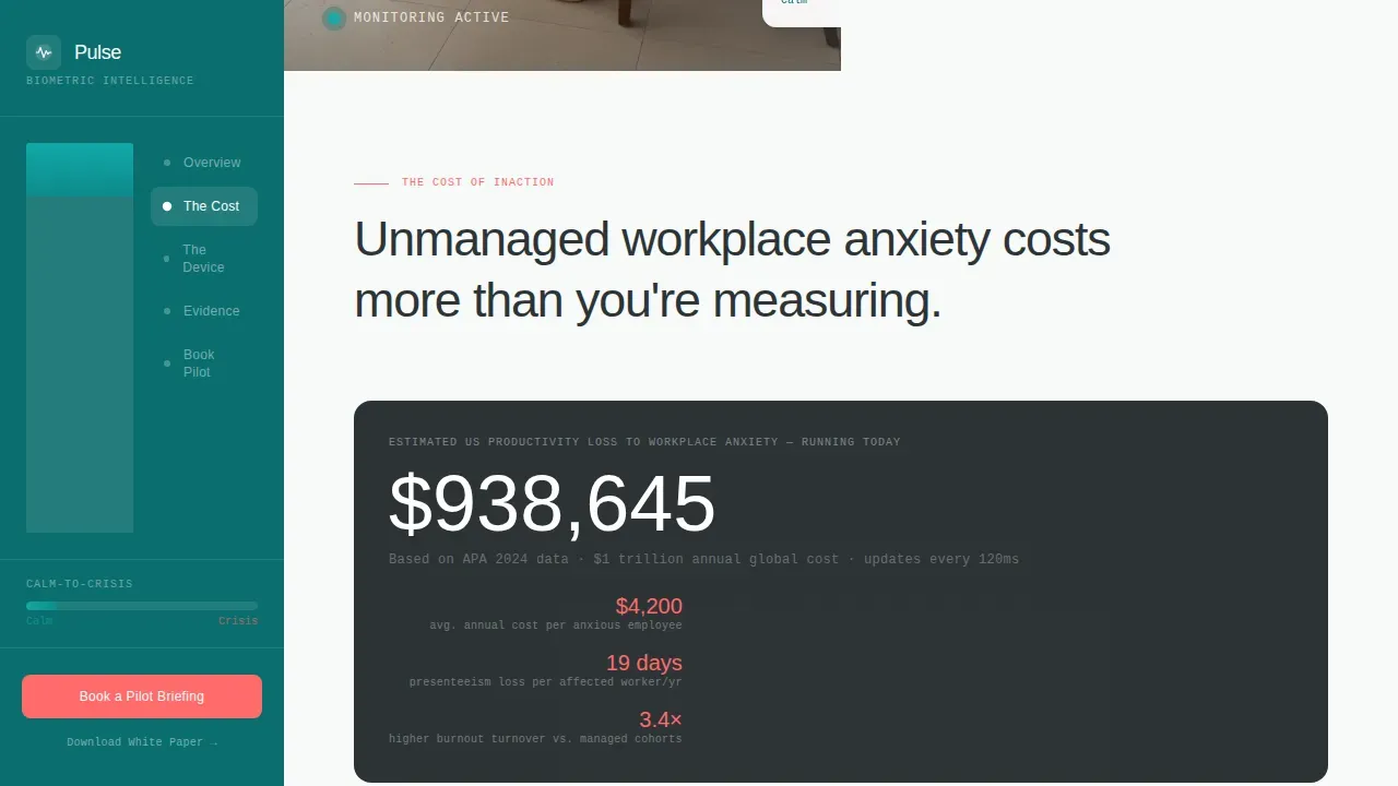 Wearable Stress Monitoring Landing Page Template