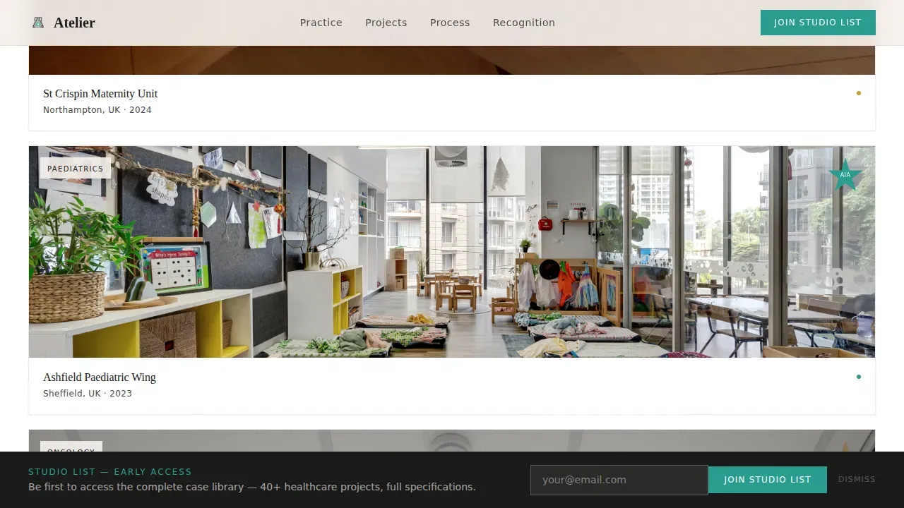 Renowned Healthcare Architect Landing Page Template