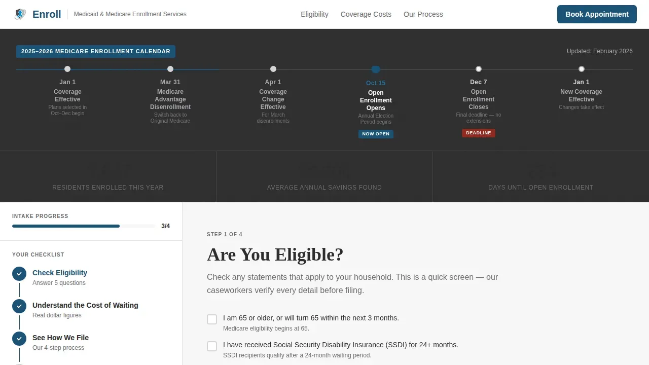 Medicaid Medicare Enrollment Landing Page Template