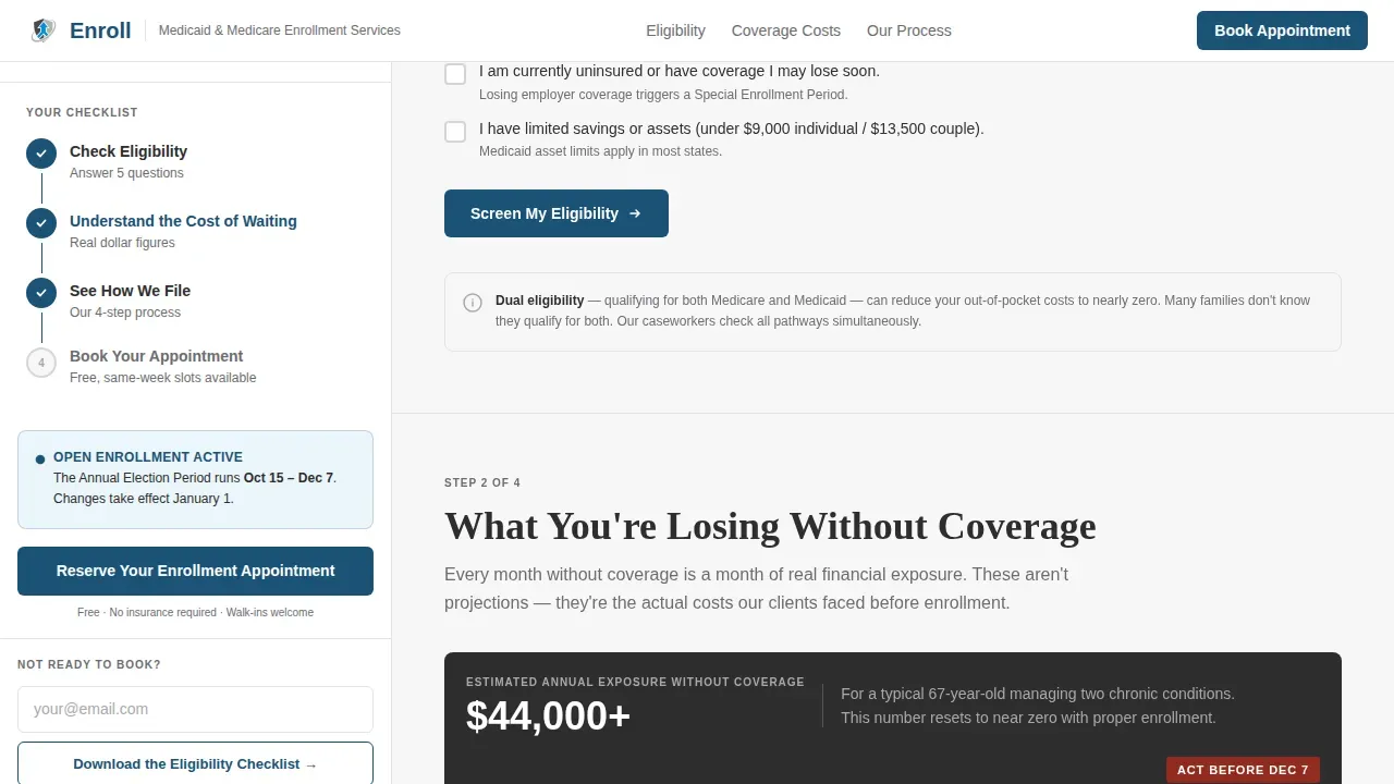 Medicaid Medicare Enrollment Landing Page Template