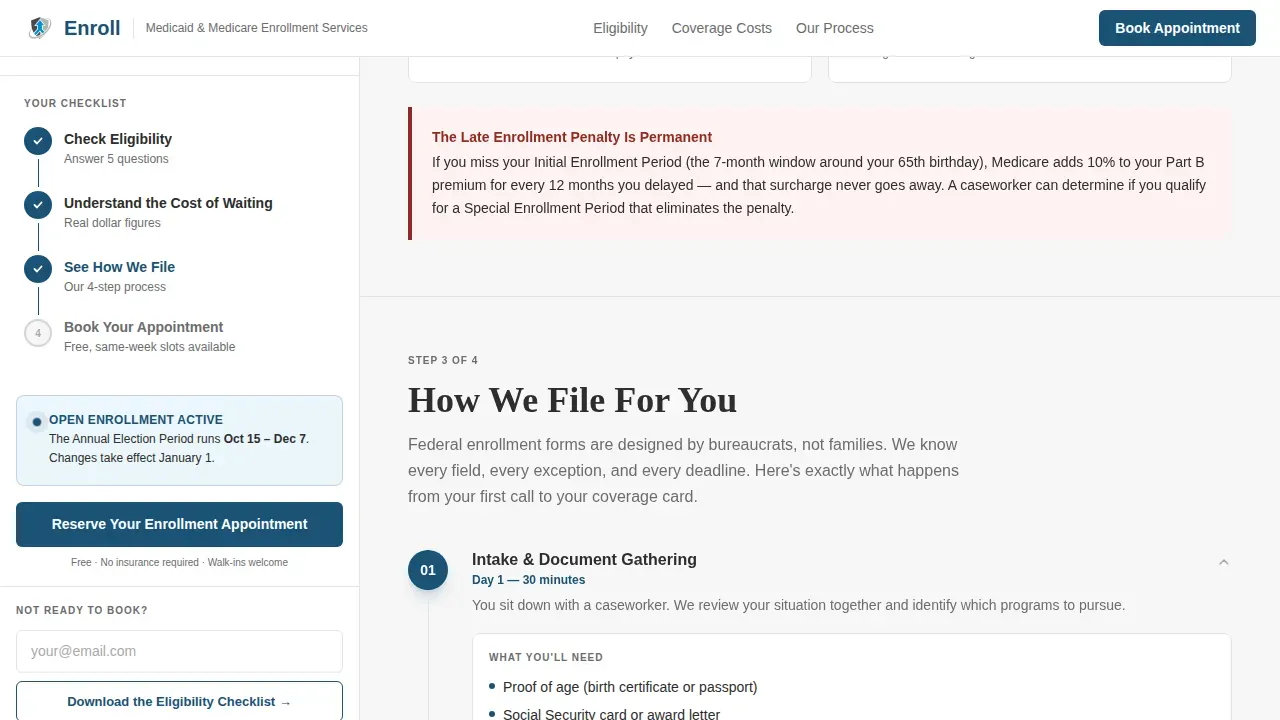 Medicaid Medicare Enrollment Landing Page Template