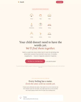 Child Grief Support Landing Page Template