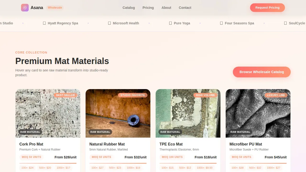 Wholesale Yoga Mats Landing Page Template