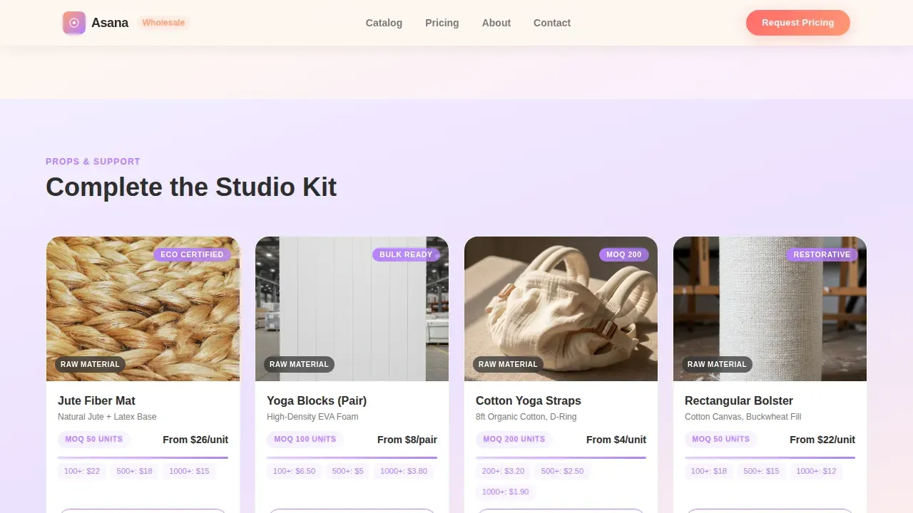 Wholesale Yoga Mats Landing Page Template
