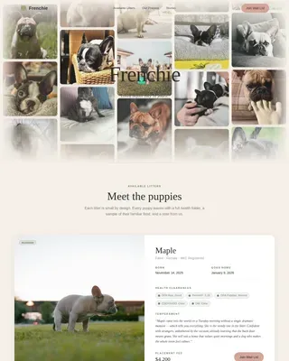 Premium French Bulldog Breeder Landing Page Template