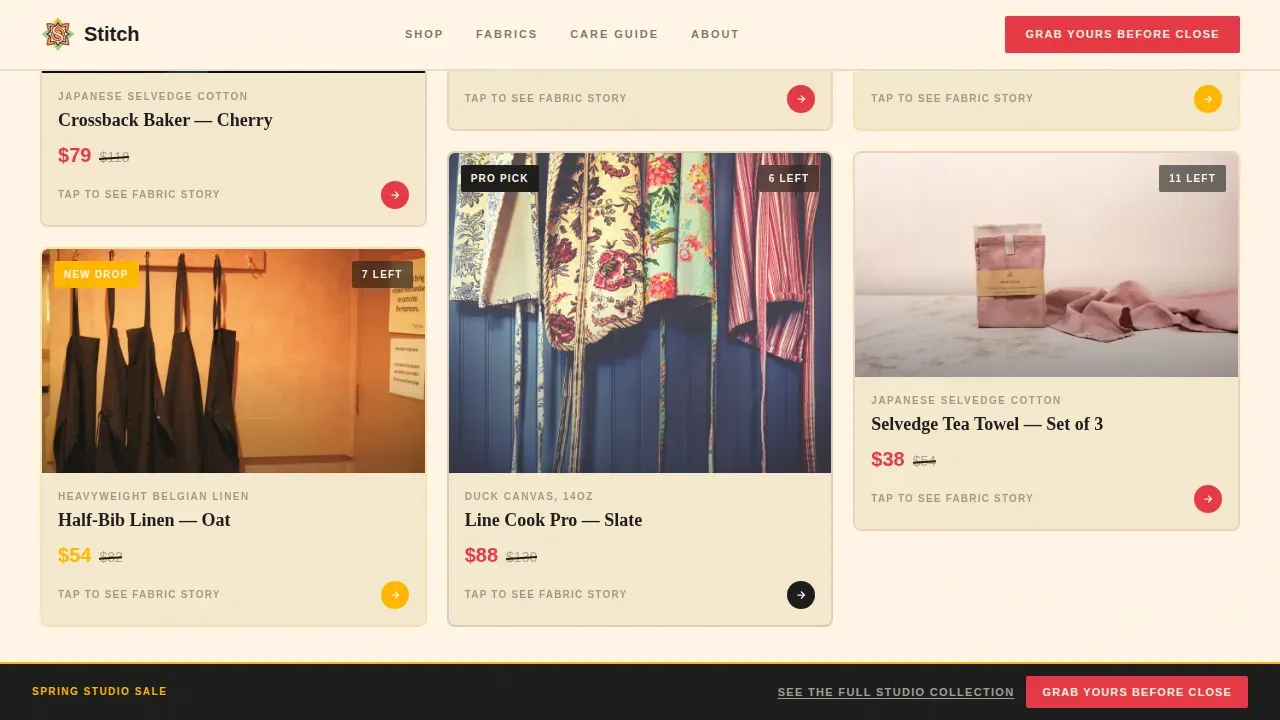 Aprons & Kitchen Textiles Store Pre-Launch Website Template