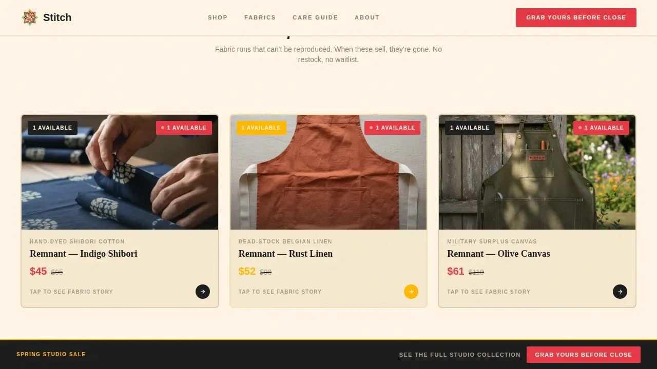 Aprons & Kitchen Textiles Store Pre-Launch Website Template