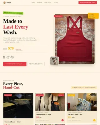 Aprons & Kitchen Textiles Store Pre-Launch Website Template