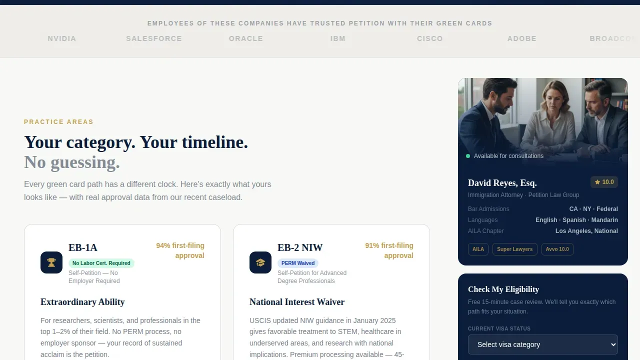 Immigration Attorney Landing Page Template