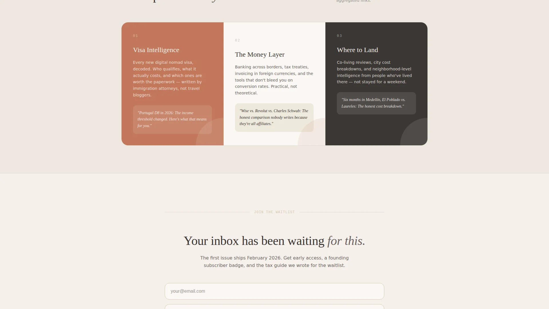 Wanderlust Newsletter Waitlist Landing Page Template
