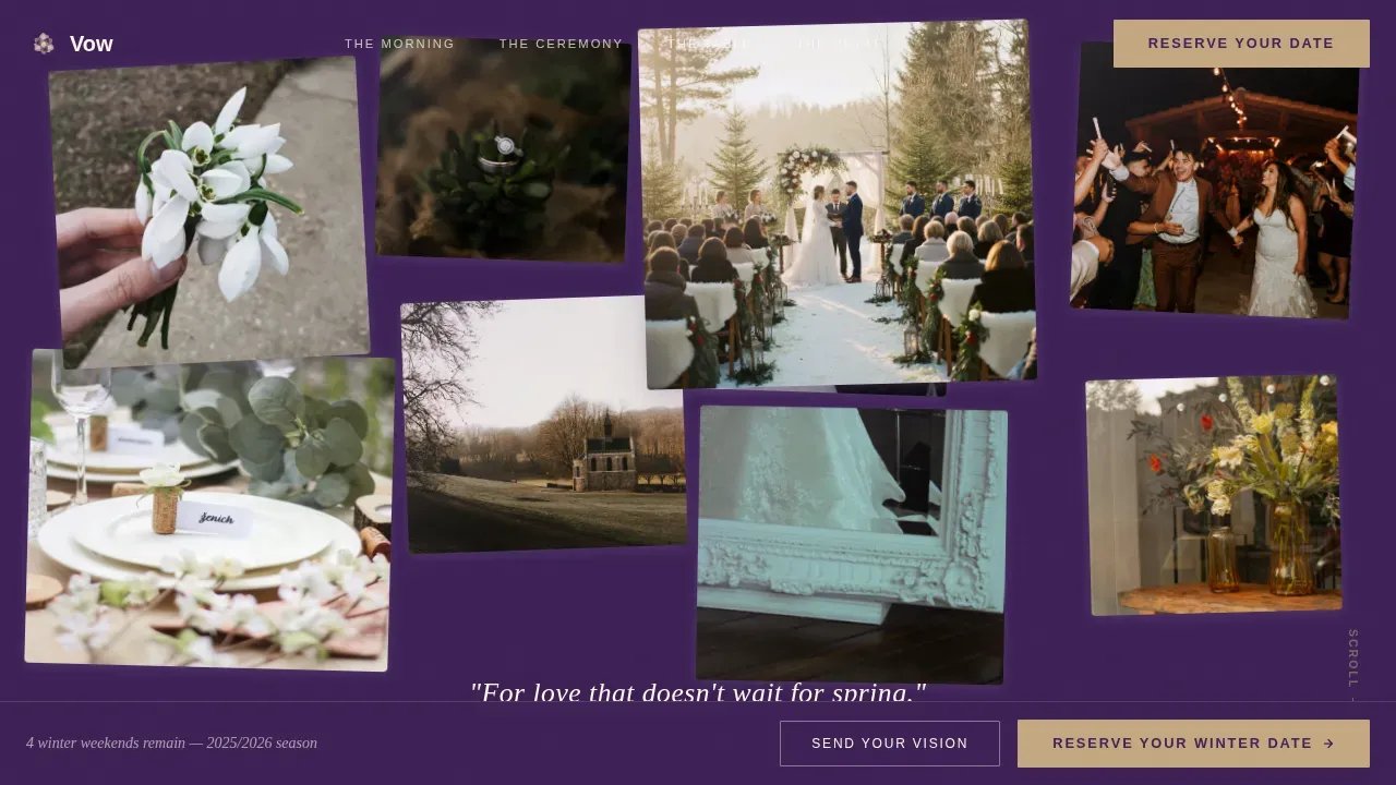 Boutique Winter Wedding Planner Landing Page Template