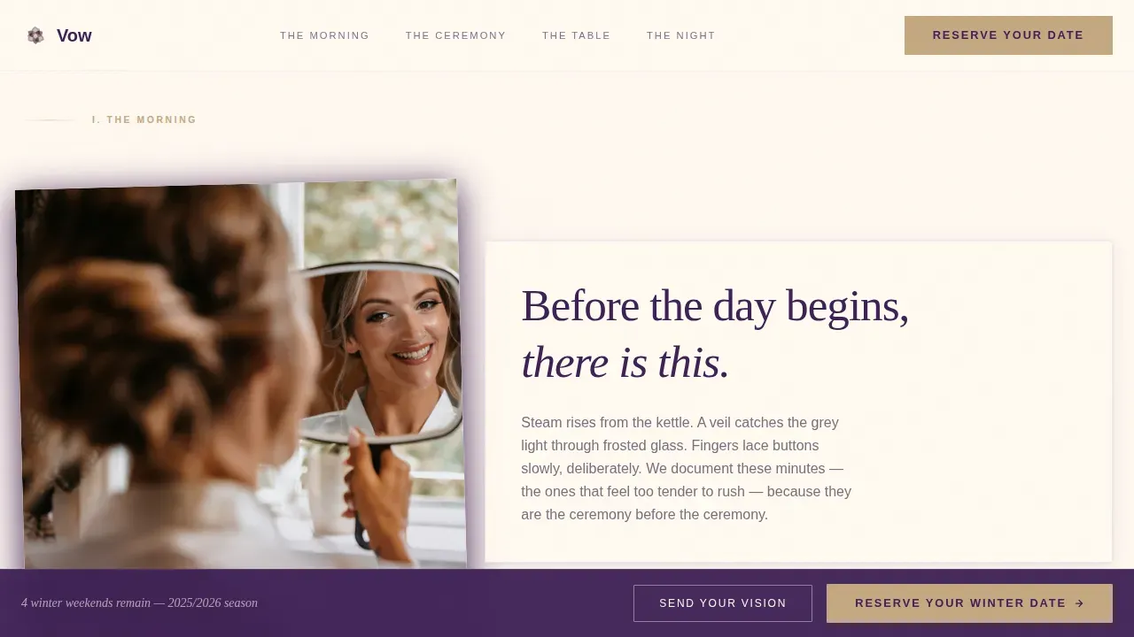 Boutique Winter Wedding Planner Landing Page Template