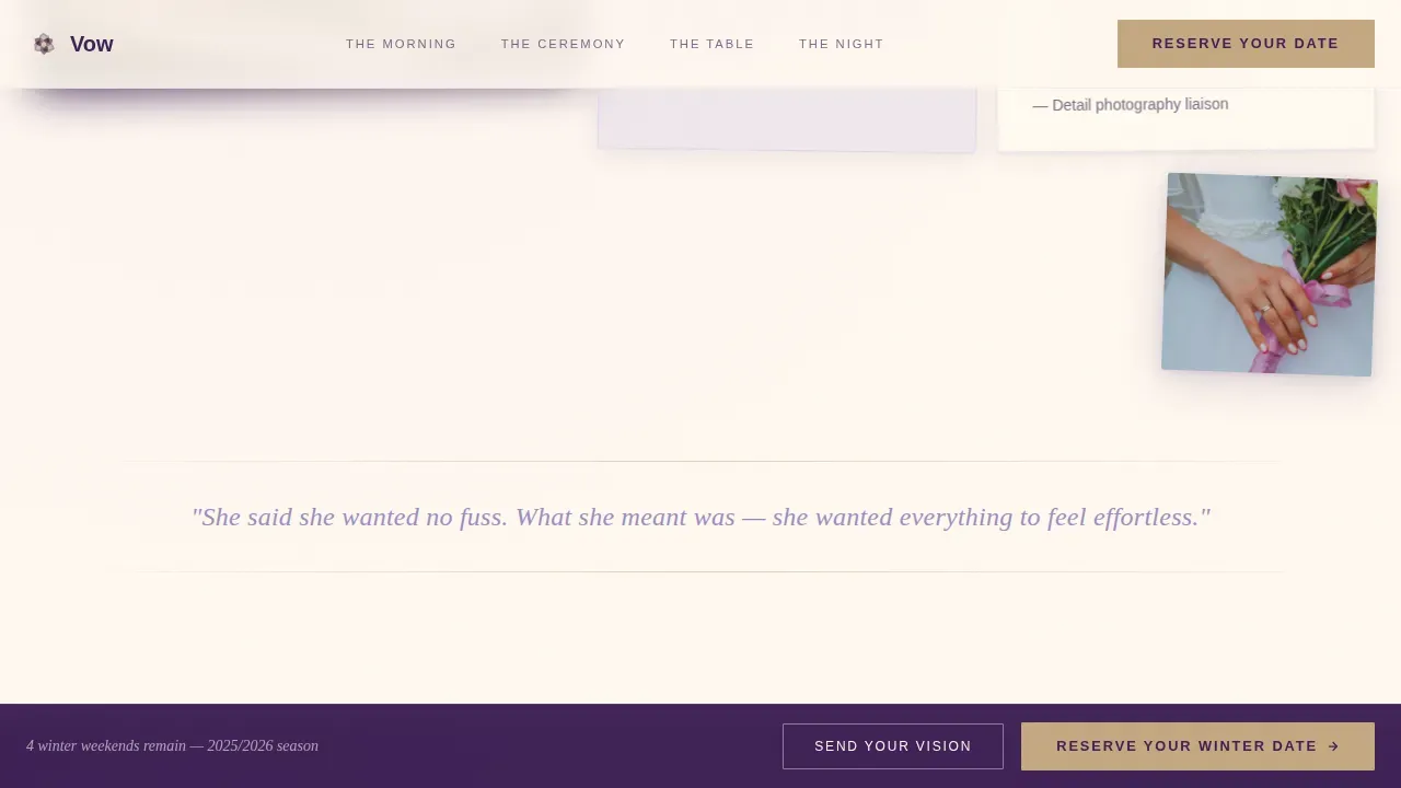 Boutique Winter Wedding Planner Landing Page Template