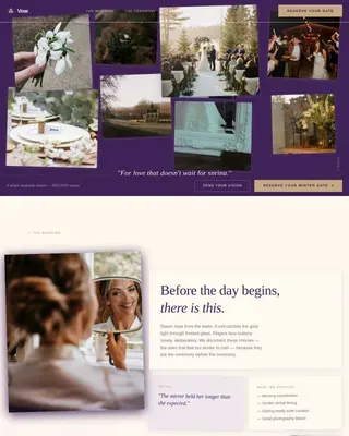 Boutique Winter Wedding Planner Landing Page Template