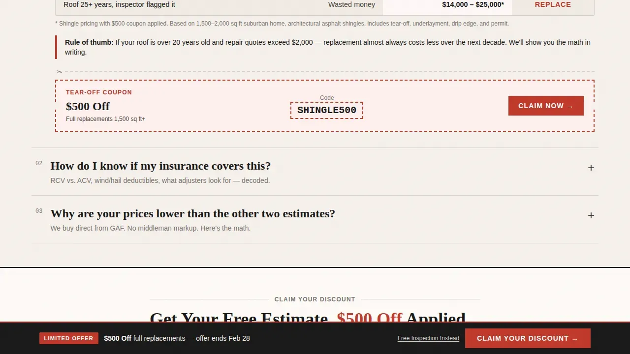 Roofer Marketing FAQ Website Template