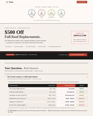 Roofer Marketing FAQ Website Template