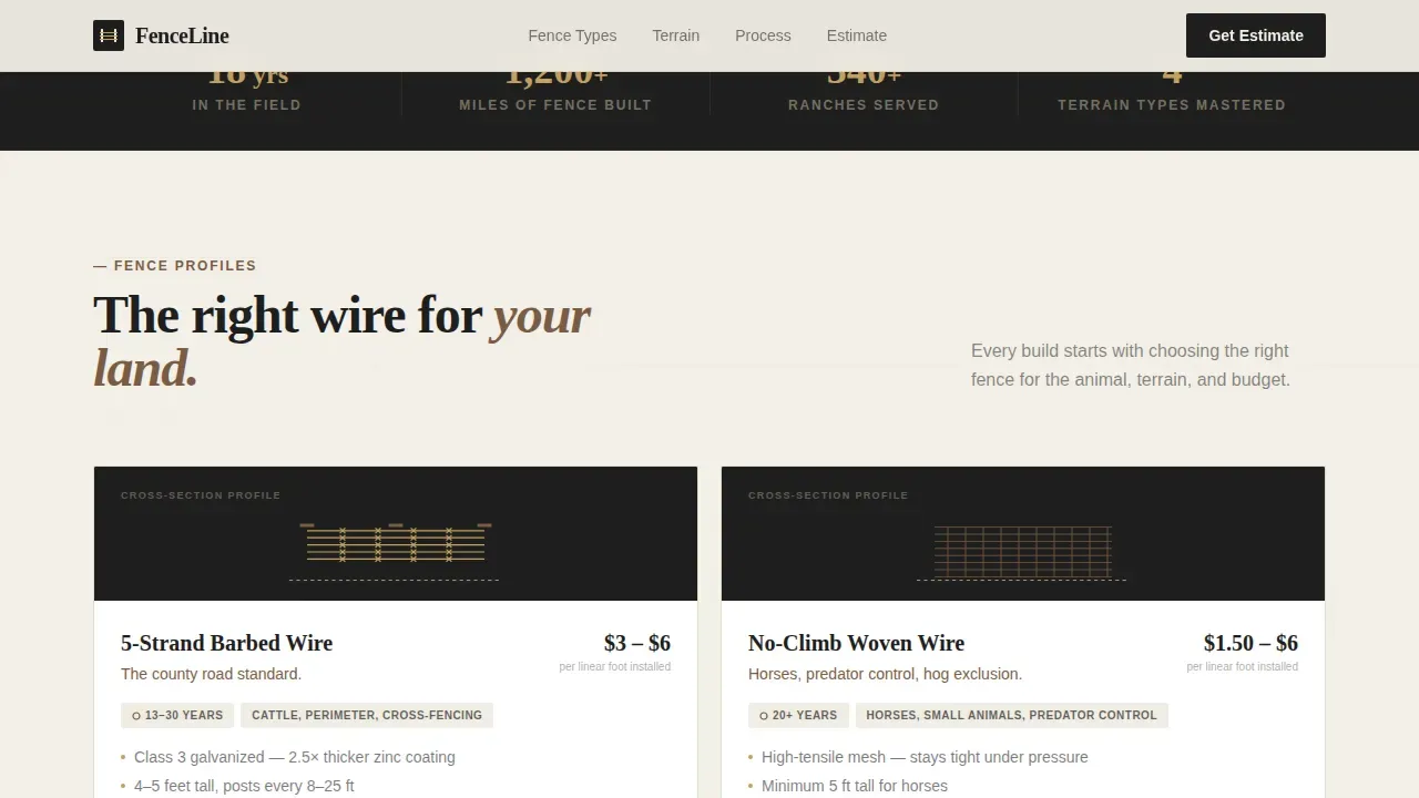 Farm Ranch Fencing Landing Page Template