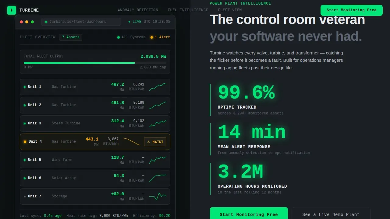 Real-Time Fleet Monitoring Software Landing Page Template