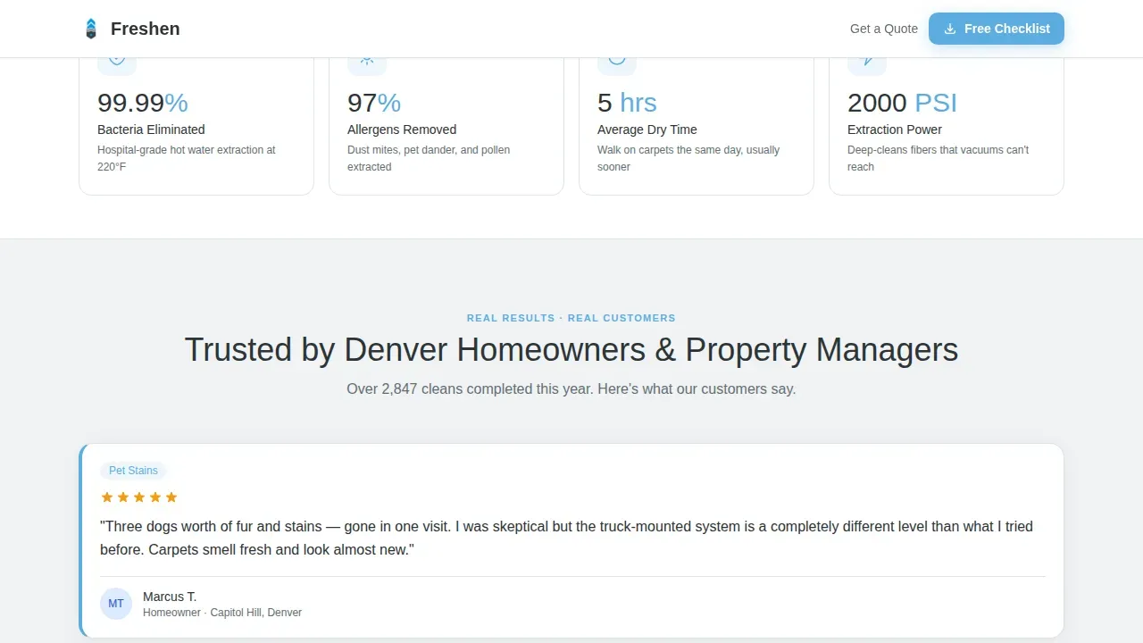 Elite Carpet Care Landing Page Template