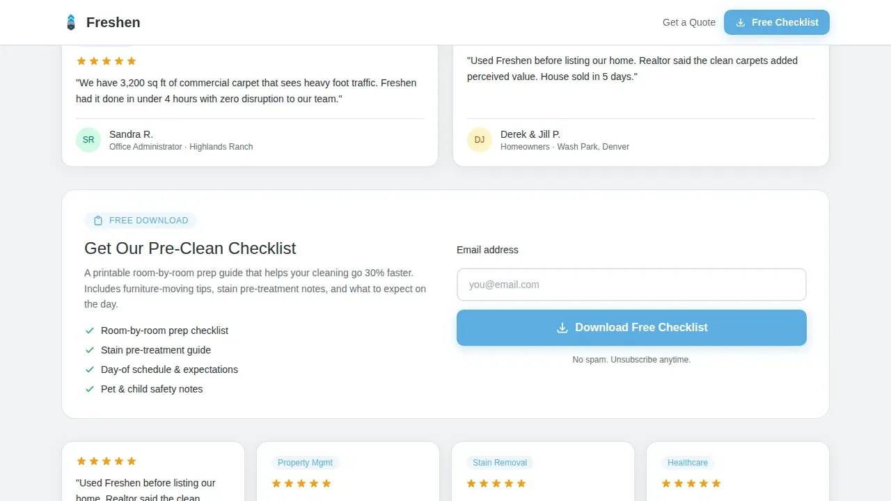 Elite Carpet Care Landing Page Template