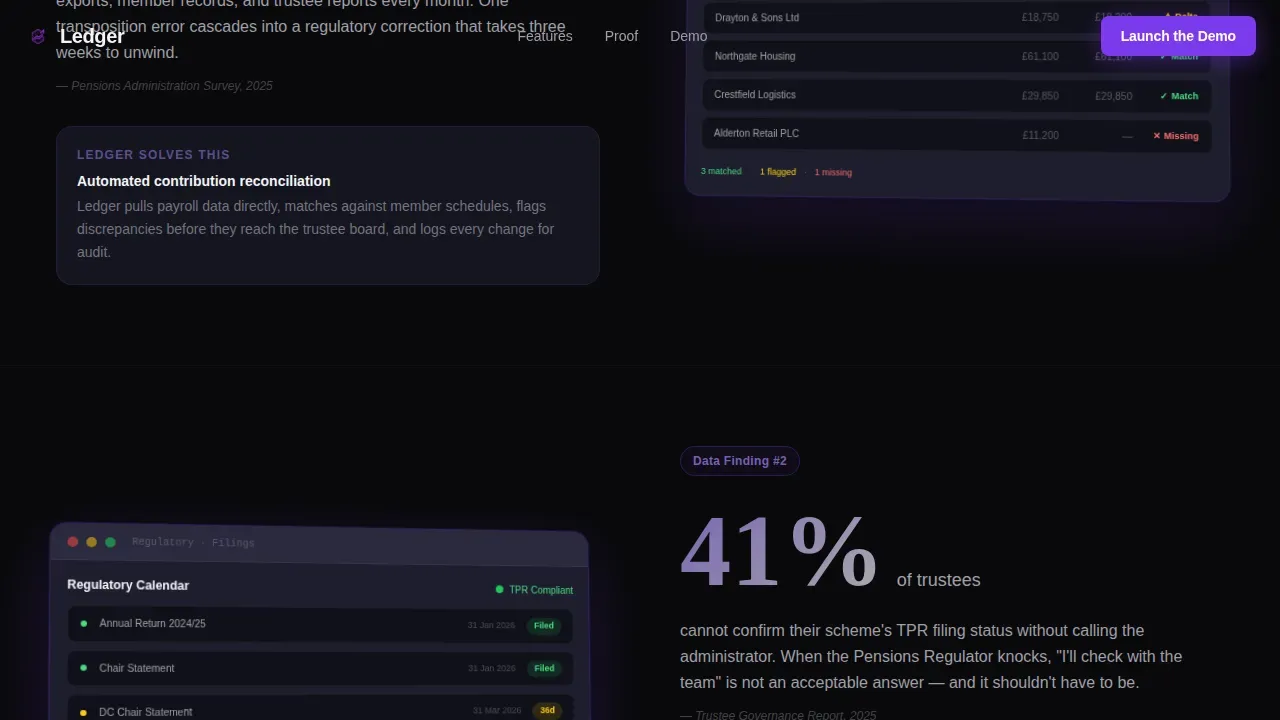 Pension Admin Command Center Landing Page Template