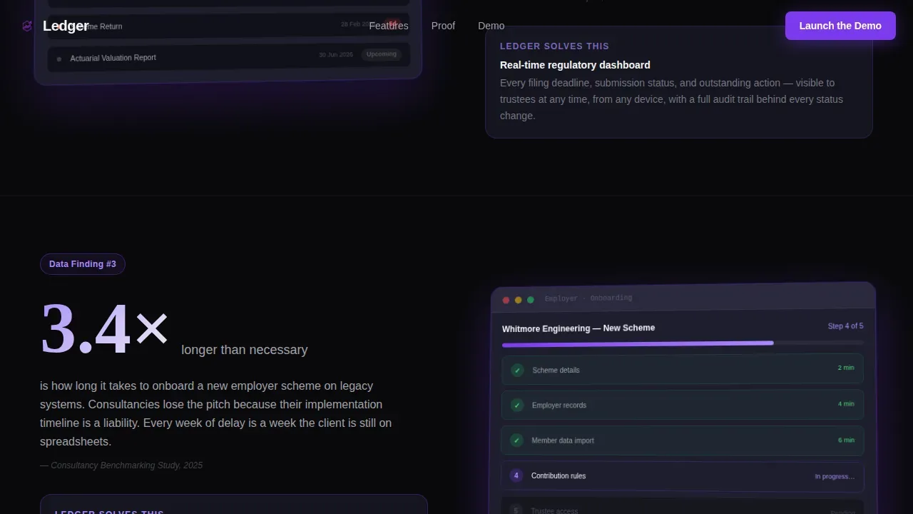 Pension Admin Command Center Landing Page Template