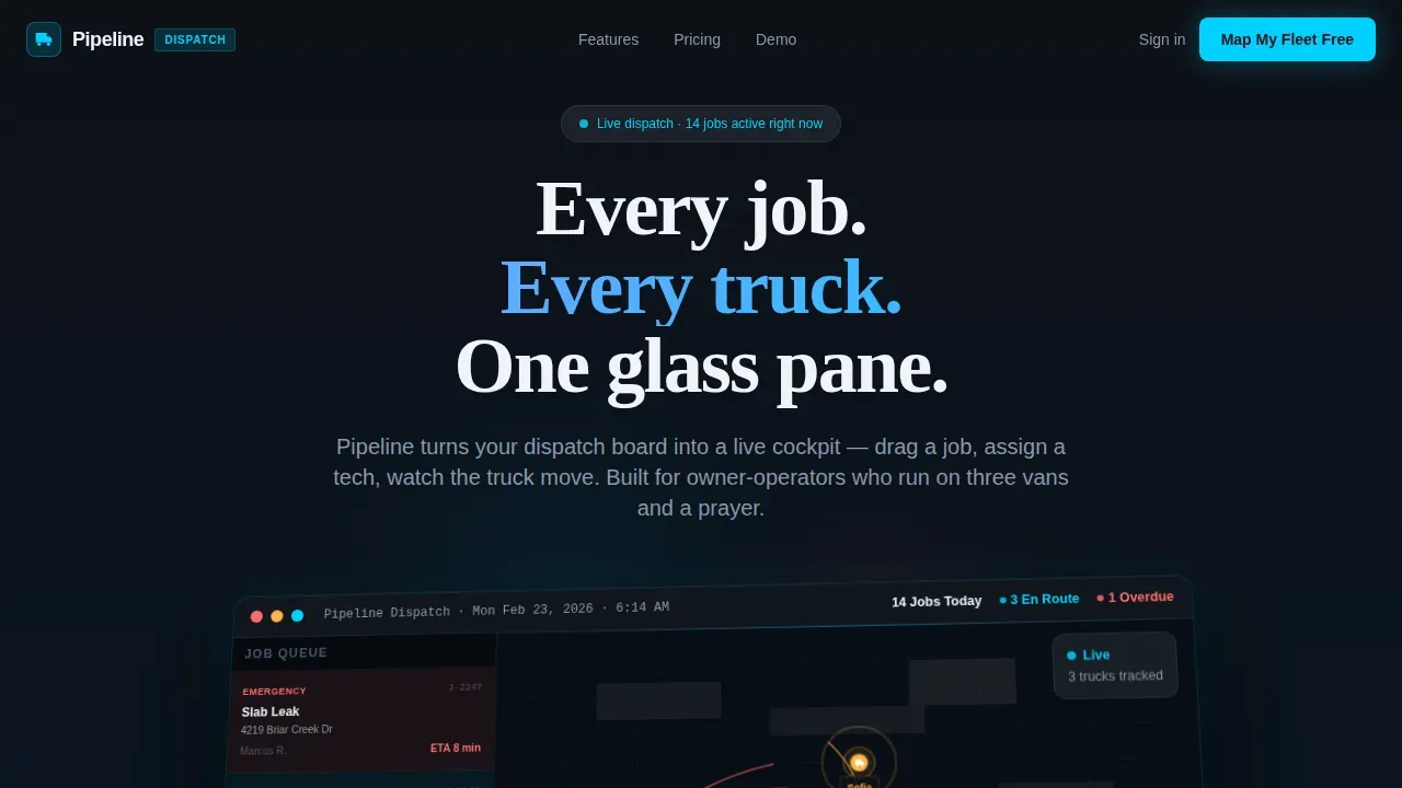 Intelligent Dispatch Operations Landing Page Template