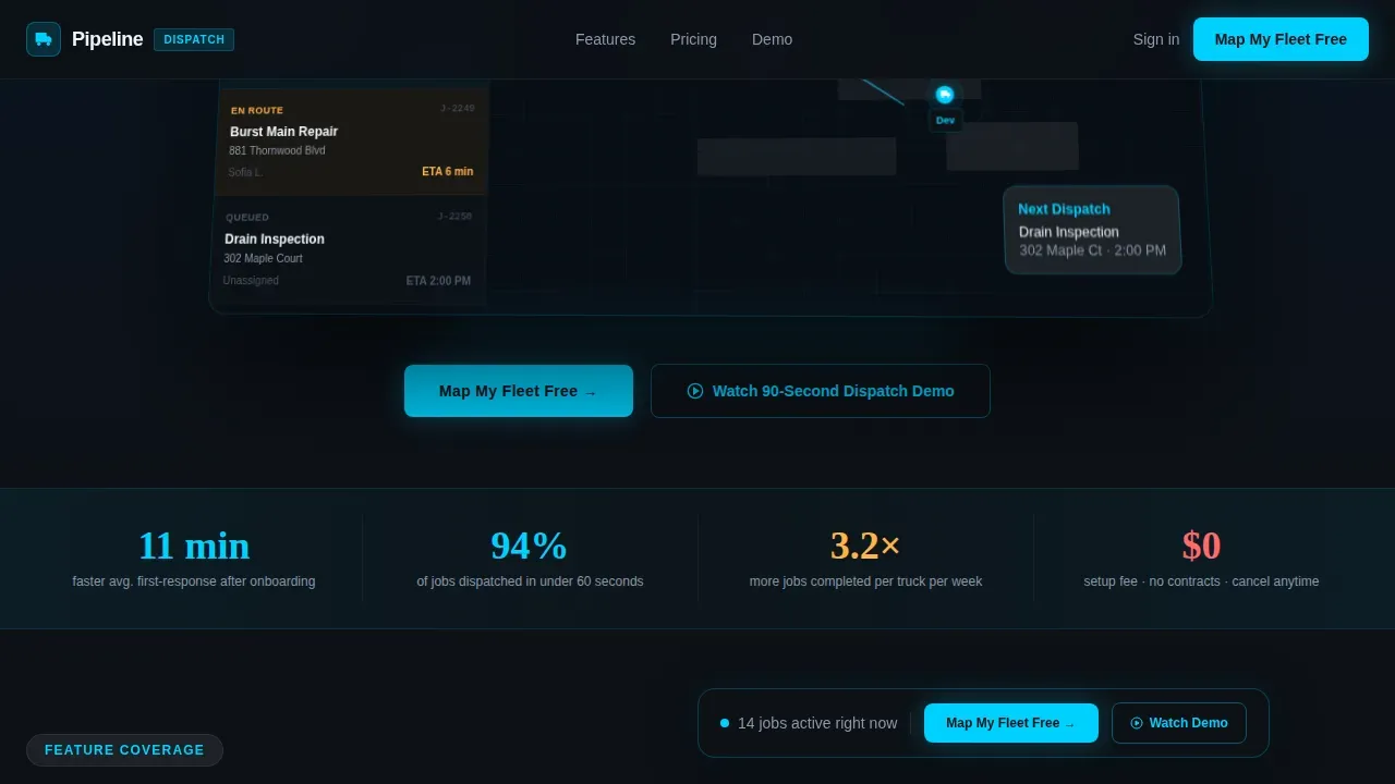 Intelligent Dispatch Operations Landing Page Template