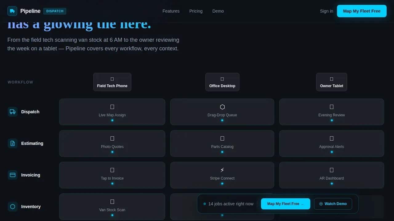Intelligent Dispatch Operations Landing Page Template