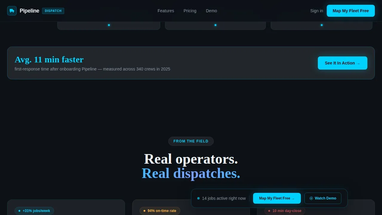 Intelligent Dispatch Operations Landing Page Template