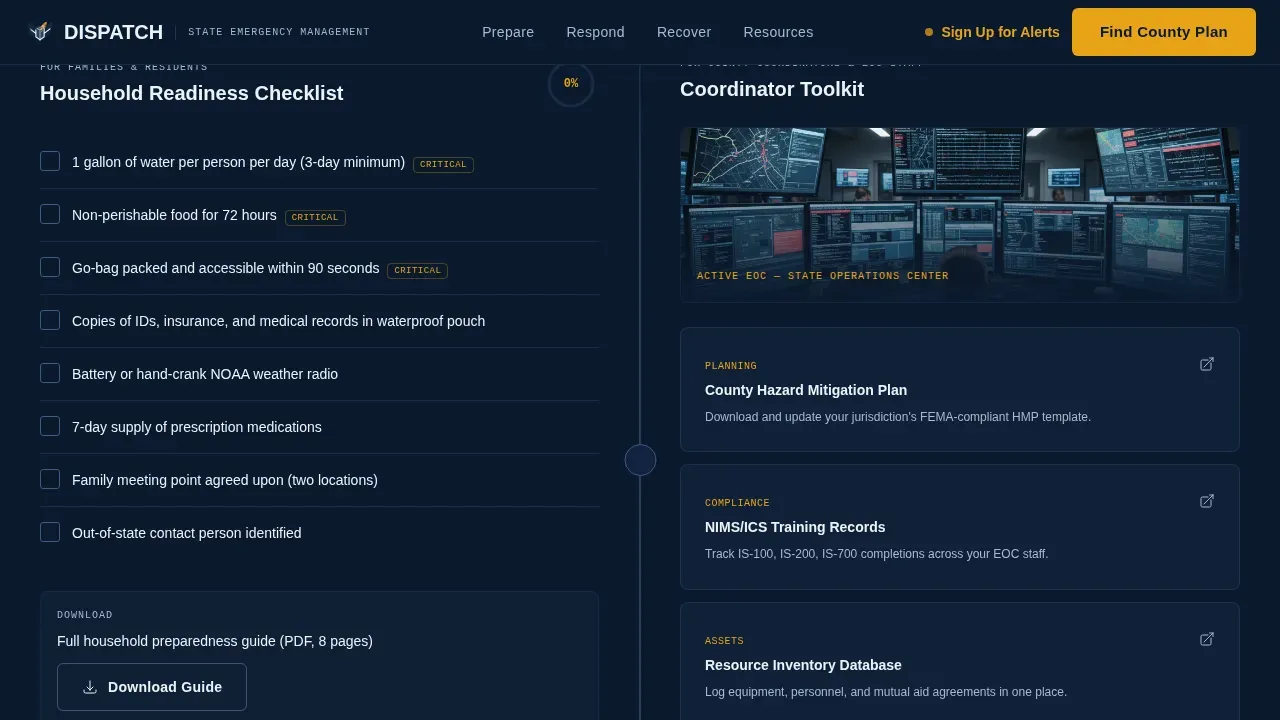 Emergency Management Government Professional Website Template